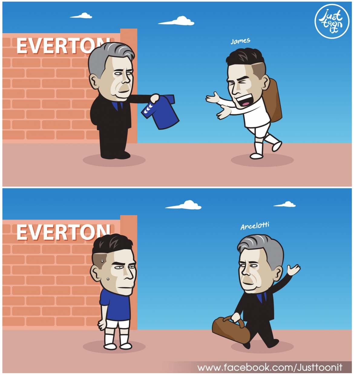 HLV Ancelotti "bỏ rơi" học trò cưng James Rodriguez .(Ảnh: Just Toonit). 