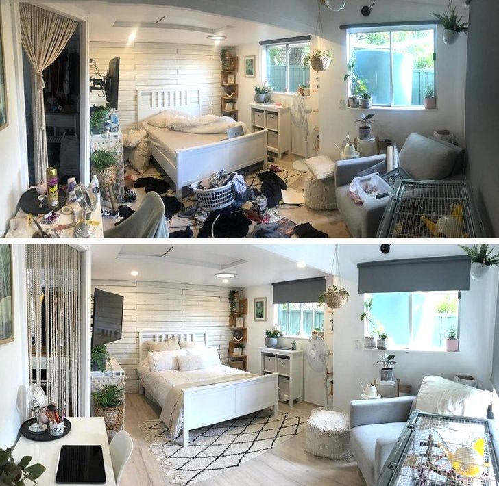 Thật bất ngờ với một không gian mới lạ sau một ngày dọn dẹp đống bừa bộn ấy.