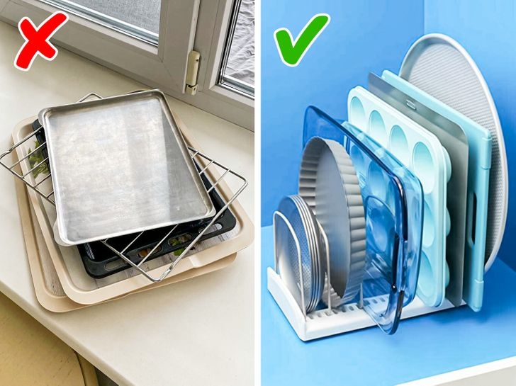 Những chiếc khay tiện lợi dùng để đựng đĩa.