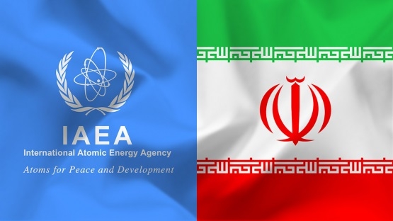 Logo IAEA và quốc kỳ Iran. Ảnh: IAEA.