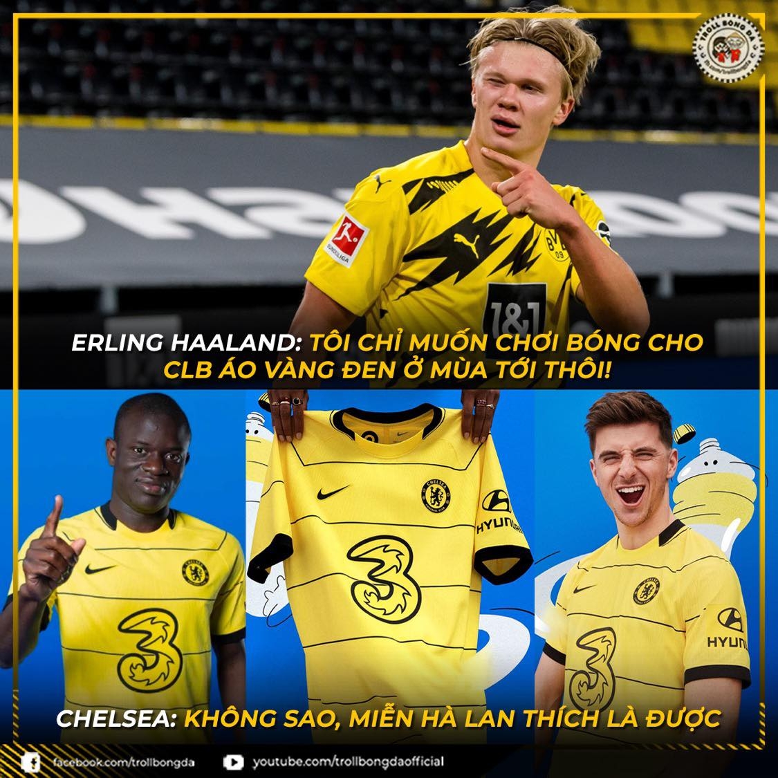 Chelsea "thả thính" Erling Haaland. (Ảnh: Troll Bóng Đá)