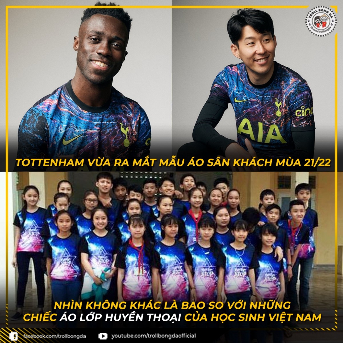 Mẫu áo đấu mới "siêu tệ" của Tottenham. (Ảnh: Troll bóng đá). 