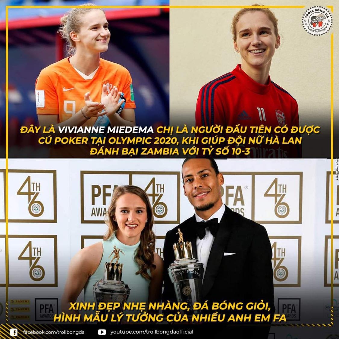 Nữ cầu thủ Hà Lan thu hút sự chú ý của người hâm mộ. (Ảnh: Troll bóng đá). 