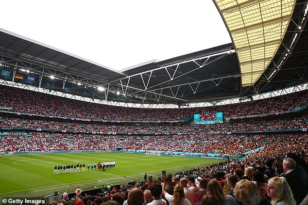 Khung cảnh sân Wembley ở vòng 1/8 EURO 2021 giữa ĐT Anh và ĐT Đức. (Ảnh: Getty). 