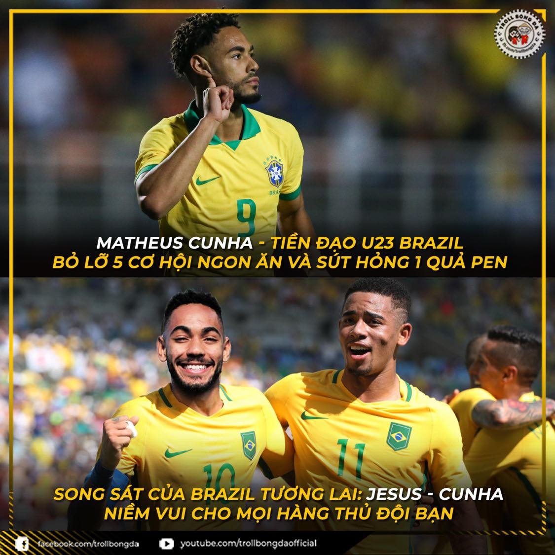 Matheus Cunha - tiền đạo "chân gỗ" mới của Brazil. (Ảnh: Troll bóng đá). 