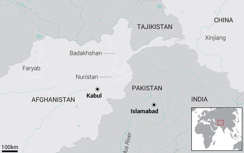 Bản đồ khu vực Afghanistan, Trung Quốc, Pakistan. Đồ họa: SCMP.