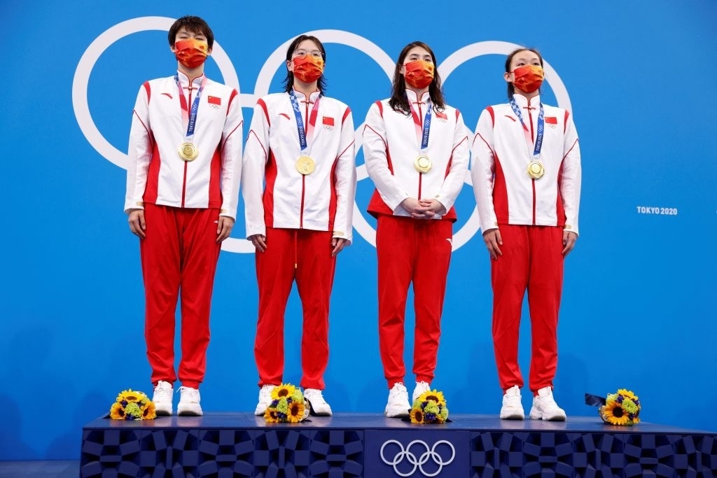 Yang Junxuan, Tang Muhan, Zhang Yufei và Li Bingjie đã giành HCV và phá kỷ lục thế giới (Ảnh: Getty).