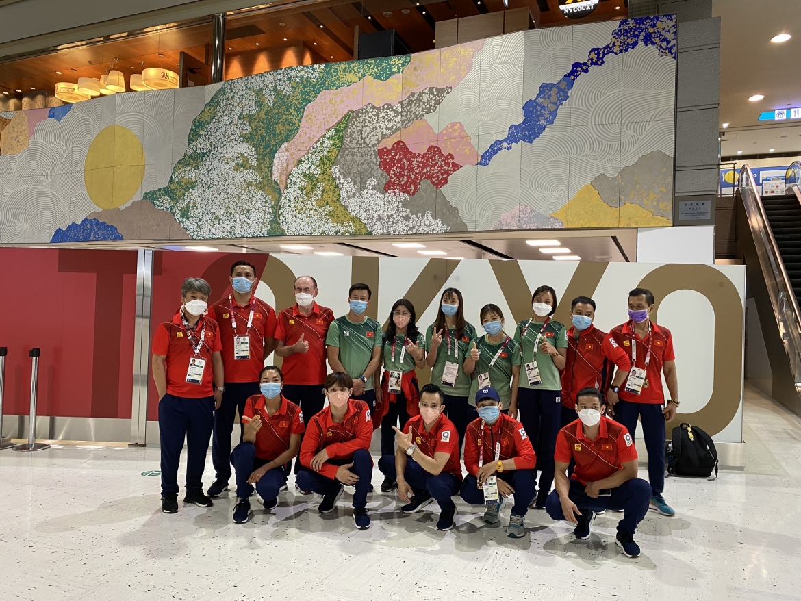 Các VĐV, HLV Việt Nam chuẩn bị về nước sau khi làm nhiệm vụ ở Olympic Tokyo. (Ảnh: Đoàn thể thao Việt Nam).