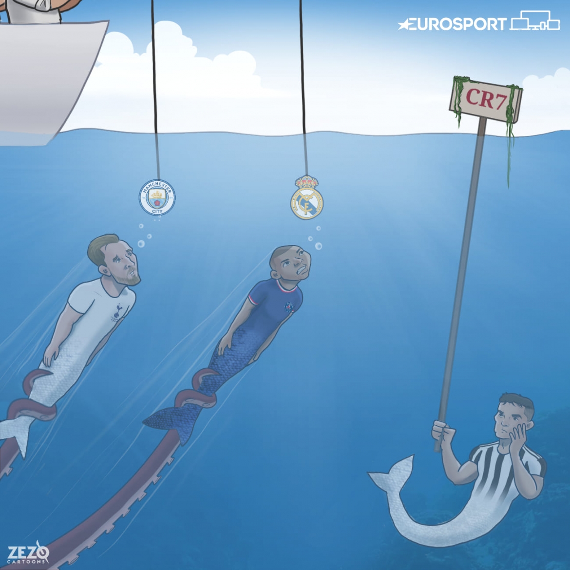 Ai sẽ giải cứu Ronaldo? (Ảnh: Zezo Cartoons). 