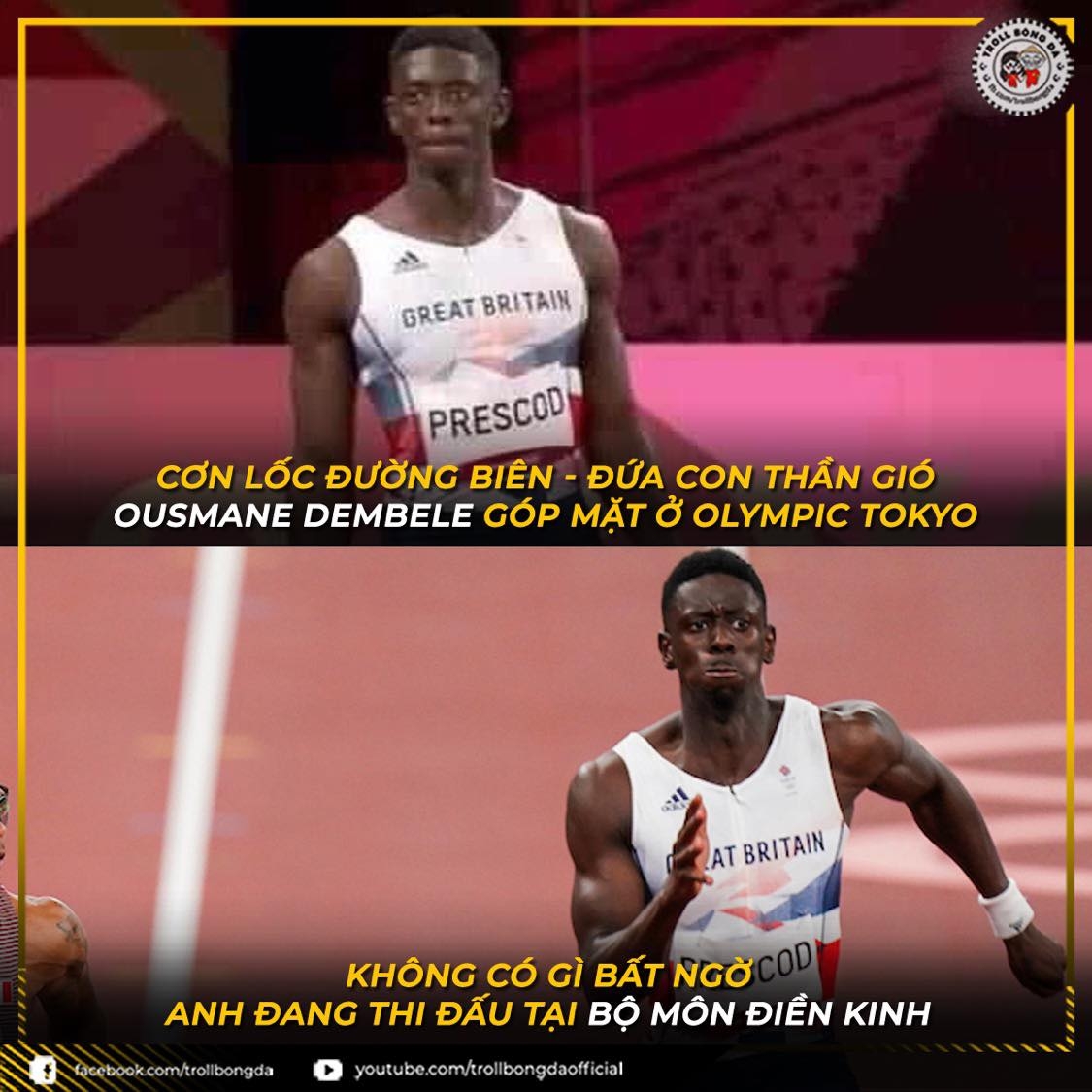 Sao Barca "bỏ bóng đá" đi thi đấu điền kinh ở Olympic Tokyo. (Ảnh: Troll bóng đá)./. 