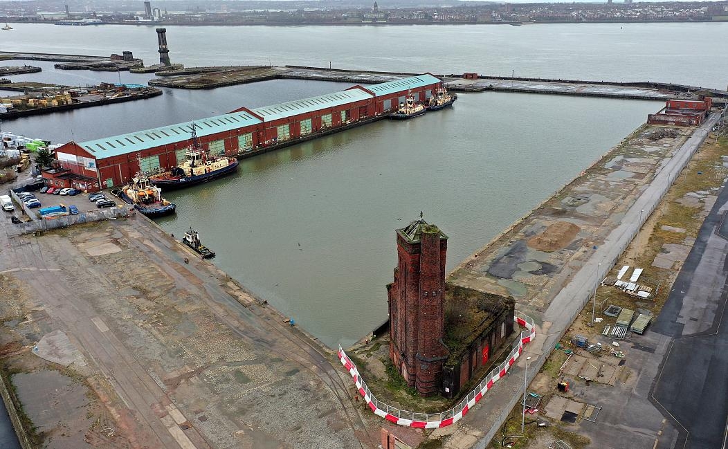 Khu vực Bramley Moore Dock tại Liverpool, vị trí xây sân vận động mới. Nguồn: Paul Ellis/AFP