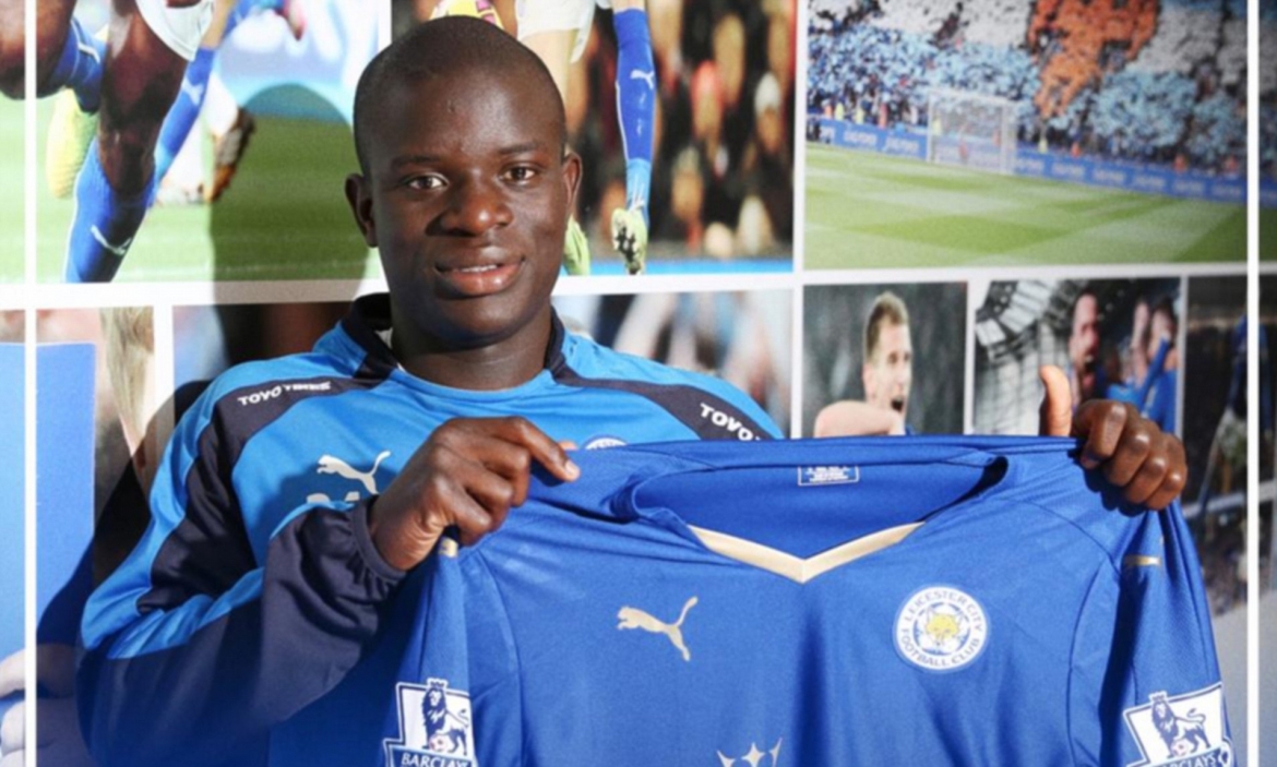 Kante trong ngày ra mắt Leicester 6 năm trước. (Ảnh: Getty). 