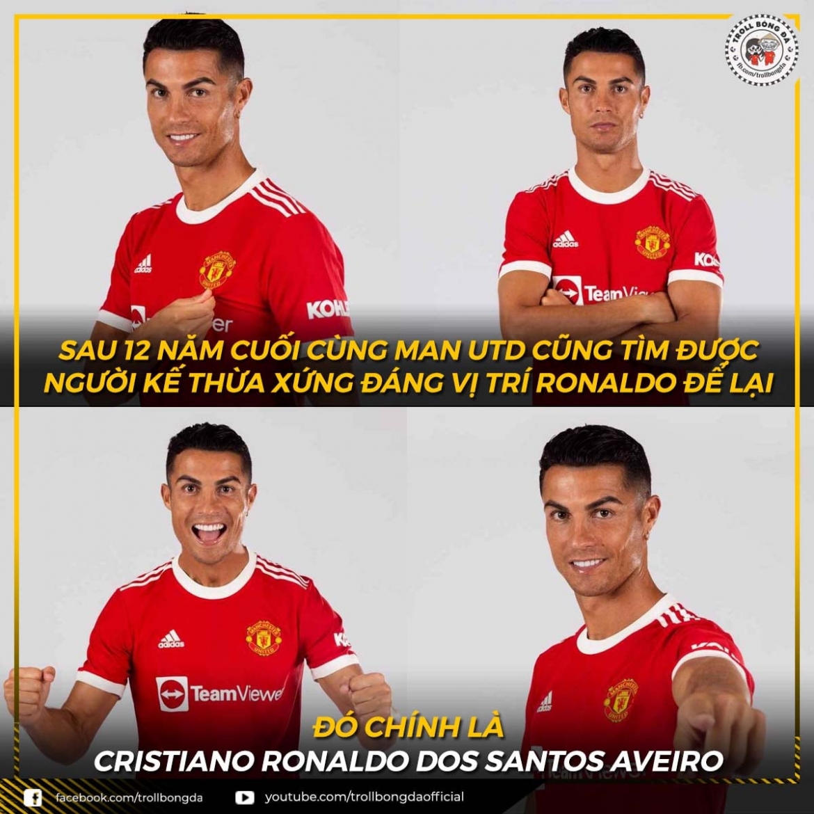 Người thay thế Ronaldo ở MU chính là... Ronaldo (Ảnh: Troll bóng đá). 