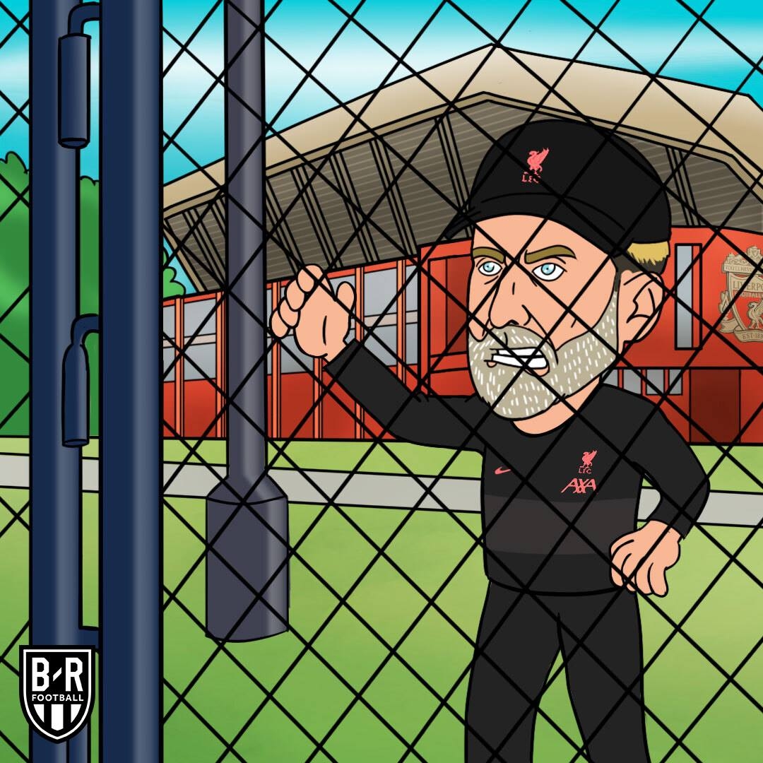 HLV Klopp của Liverpool bất lực nhìn các đối thủ mua sắm ồ ạt ở kỳ chuyển nhượng Hè 2021. (Ảnh: Bleacher Report). 