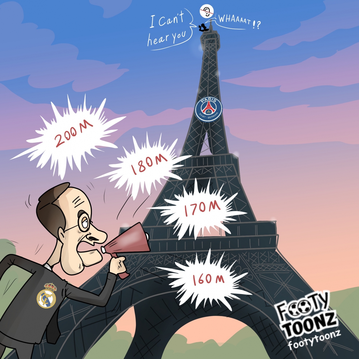 Real Madrid bất lực trong việc chiêu mộ Mbappe. (Ảnh: Footy Toonz)./. 