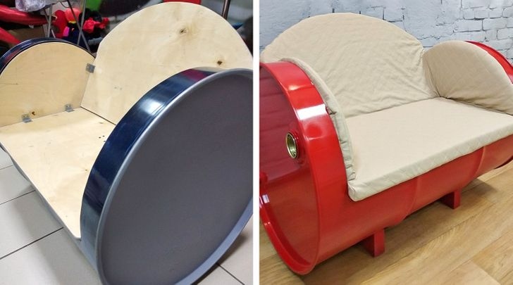 Tôi đã mua một chiếc thùng phuy và biến nó thành ghế sofa trong chốc lát.