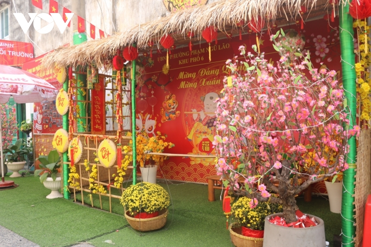 These days, many streets and alleys throughout the southern city have hung up national flags to celebrate the Lunar New Year holiday.