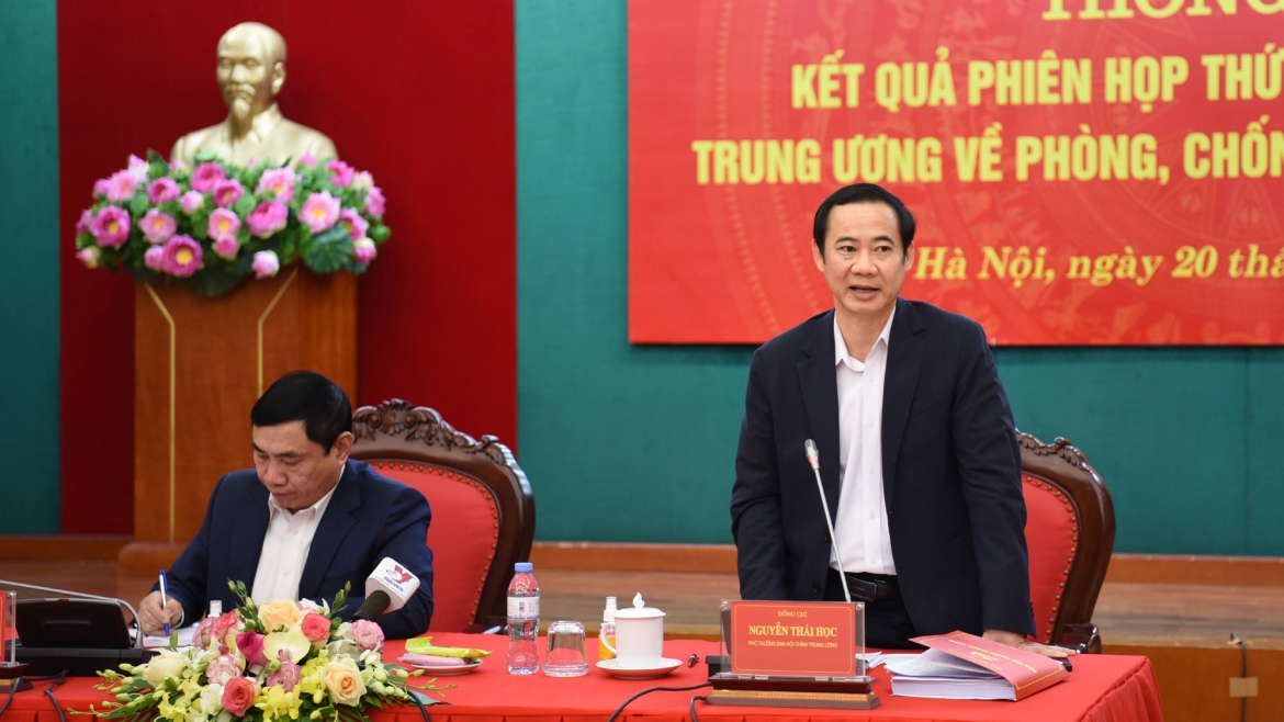 Phó Trưởng Ban Nội chính Trung ương Nguyễn Thái Học phát biểu