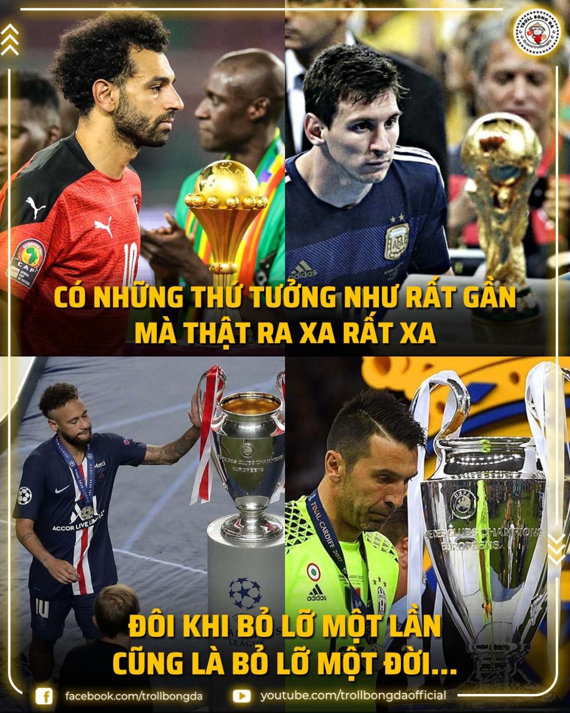 Nỗi buồn chung của Salah, Messi, Neymar và Buffon./.