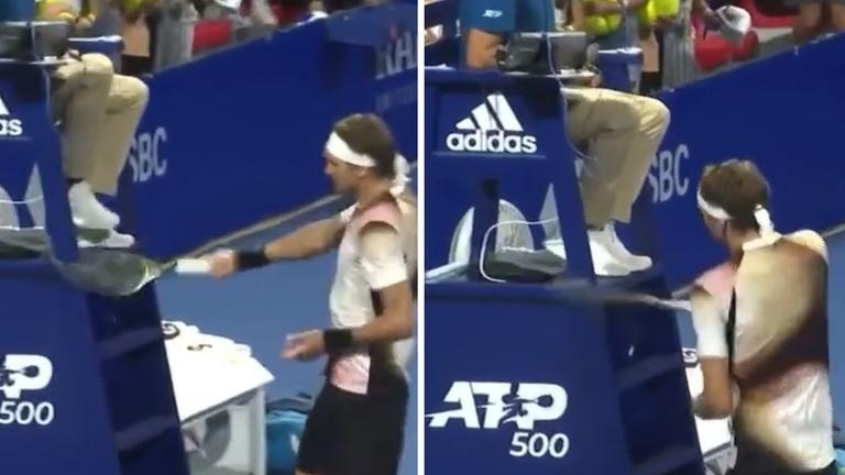 Alexander Zverev gây sốc với hành động phi thể thao tại Mexican Open 2022. (Ảnh: Fox Sports)