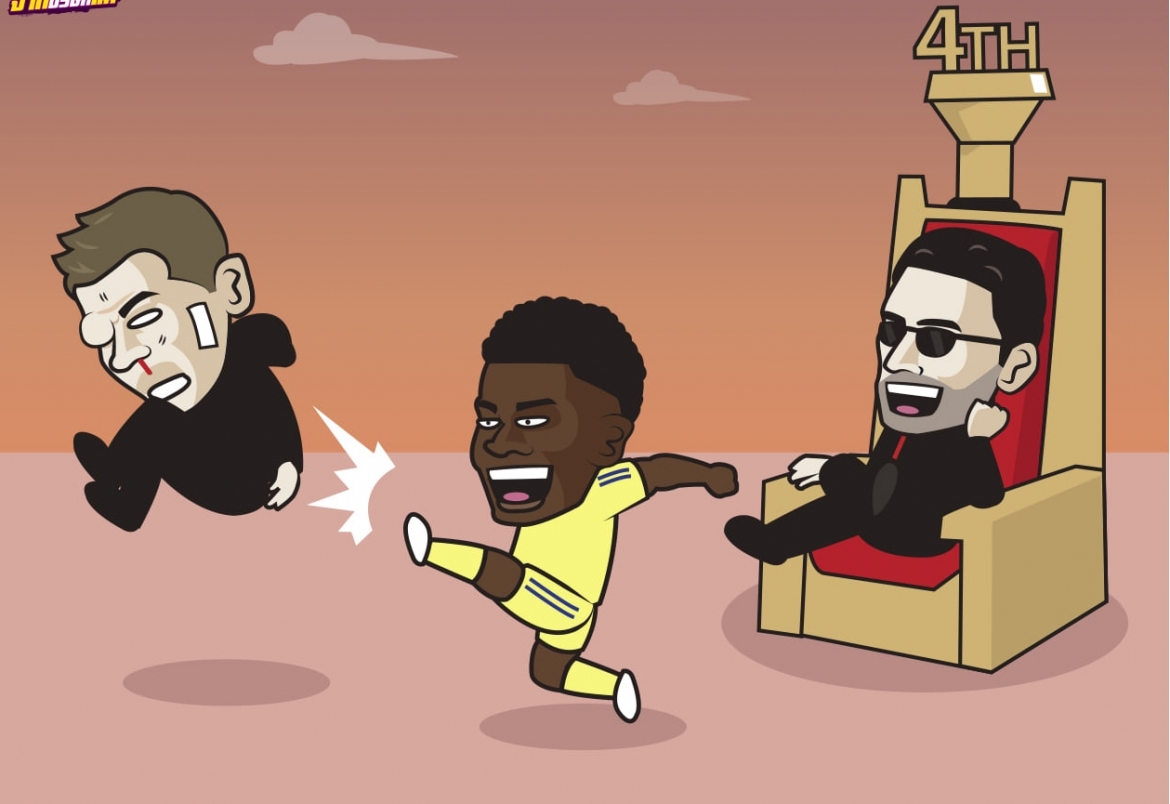 Nhưng chắc chắn Arsenal không hề nhớ Aubameyang khi đang giữ vững vị trí top 4 Ngoại hạng Anh. (Ảnh: Just Toon It)