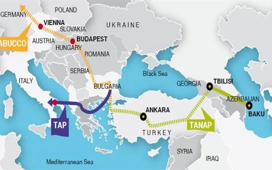 Tuyến đường ống Xuyên Adriatic – phương án thay thế việc nhập dầu khí từ Nga. Ảnh: Asia Times.