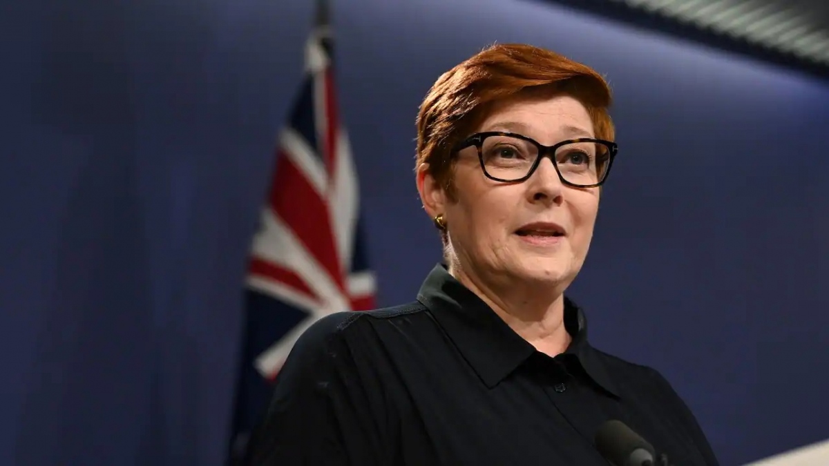 Ngoại trưởng Marise Payne công bố các biện pháp trừng phạt mới của Australia nhằm vào các nhà tài phiệt Nga. Ảnh: Bianca De Marchi