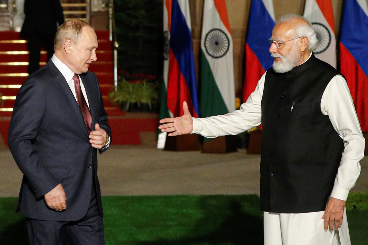 Tổng thống Nga Vladimir Putin và Thủ tướng Ấn Độ Narendra Modi. Ảnh: Reuters