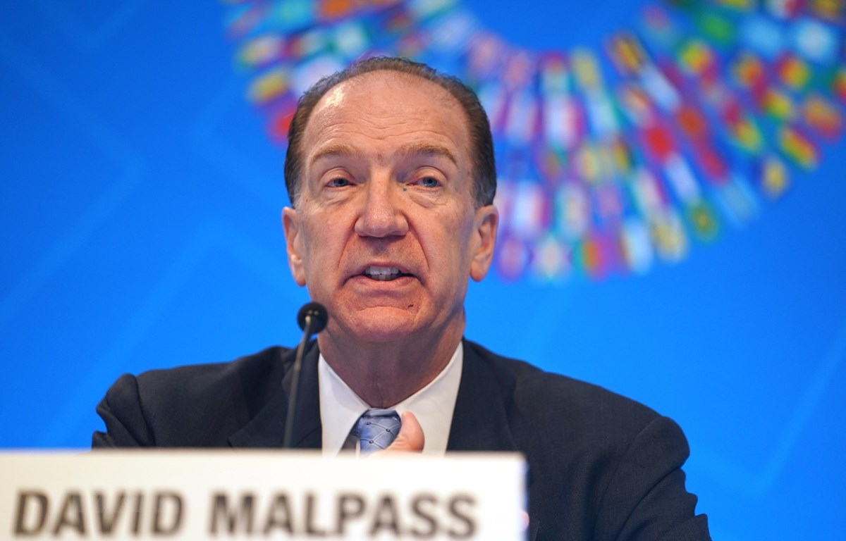 Chủ tịch WB David Malpass trong cuộc họp báo tại Washington D.C, Mỹ. (Ảnh: THX)