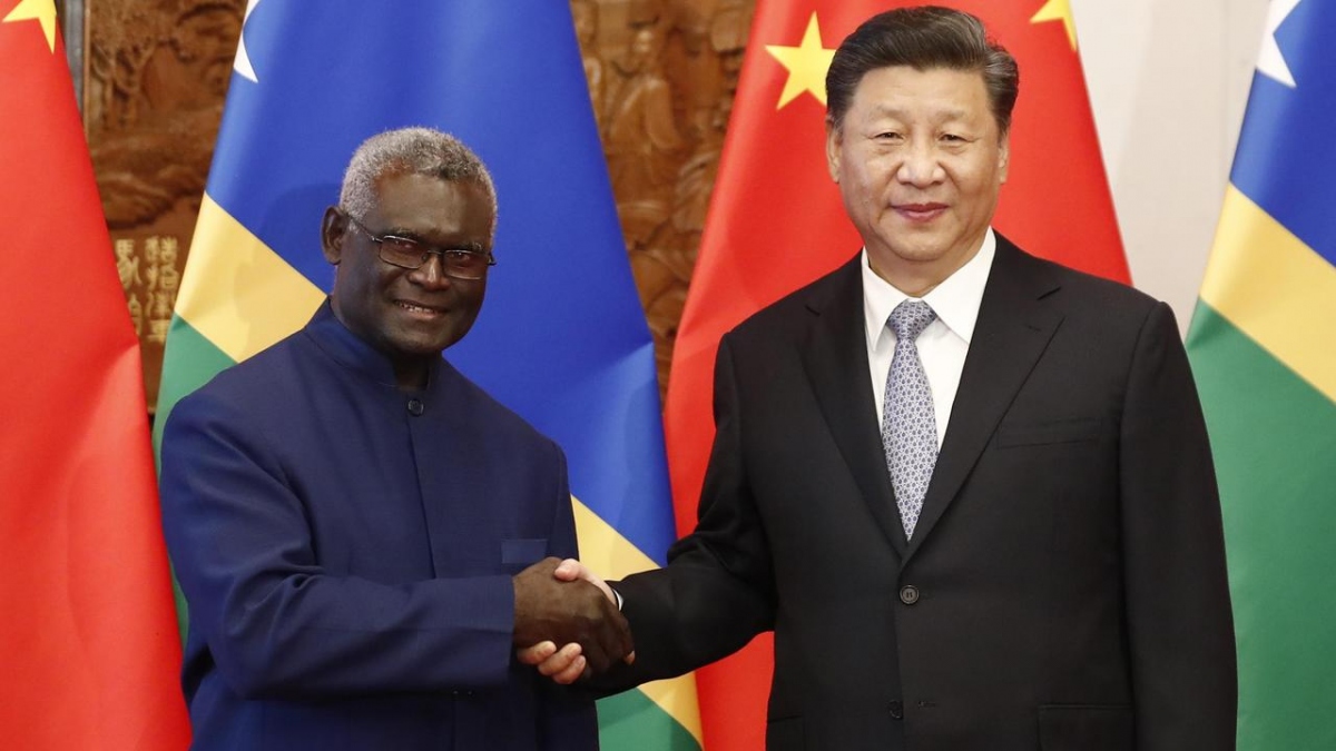 Chủ tịch Trung Quốc Tập Cận Bình và Thủ tướng Solomon Manasseh Sogavare. Ảnh: Getty Images