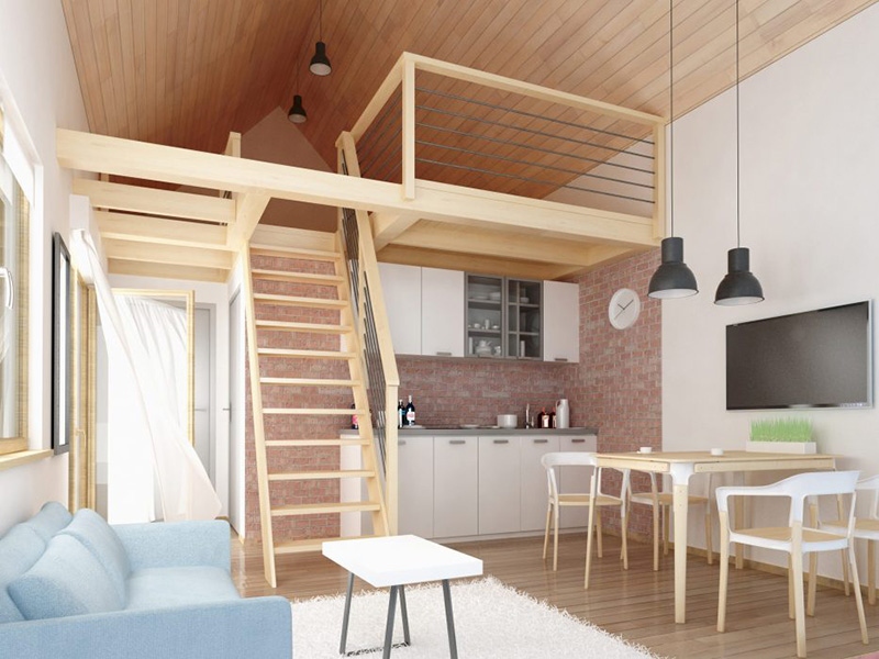 Một ví dụ về gác lửng với diện tích nhỏ hẹp, rất thích hợp để làm nơi lưu trữ đồ đạc trong gia đình.