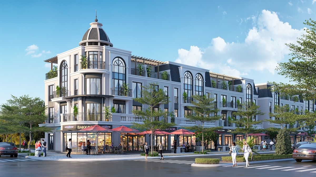  Phối cảnh một dãy shophouse của dự án Imperia Grand Plaza Đức Hòa.