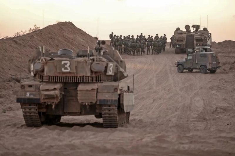 Lực lượng Israel tập trận gần biên giới Gaza. Ảnh: l24news.