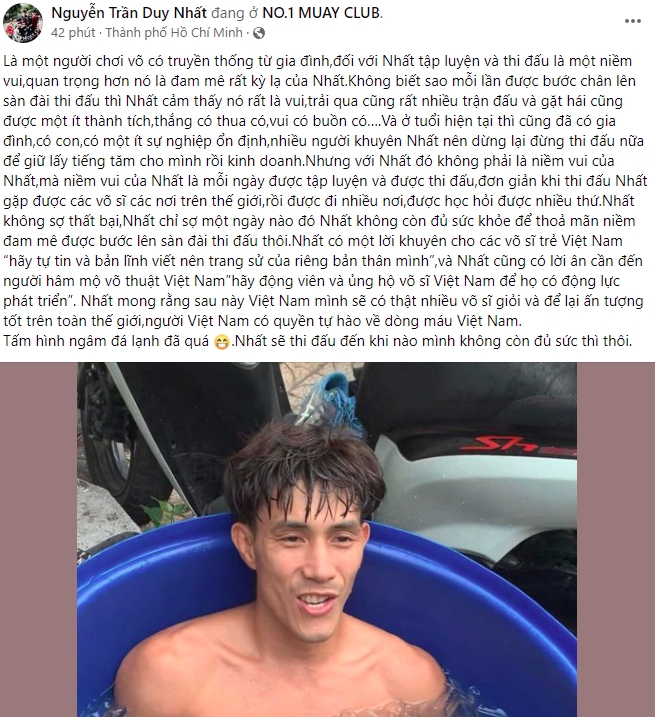 Nguyễn Trần Duy Nhất viết tâm thư trên trang cá nhân.