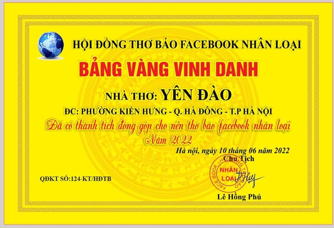 Ảnh bảng vàng vinh danh "nhà thơ" của "Hội đồng Facebook nhân loại" được lan truyền trên mạng xã hội (Ảnh: Hội đồng Facebook nhân loại).