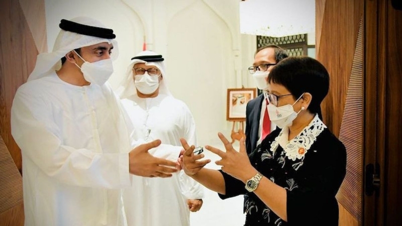 Ngoại trưởng Indonesia trong chuyến thăm UAE. Nguồn VOI.