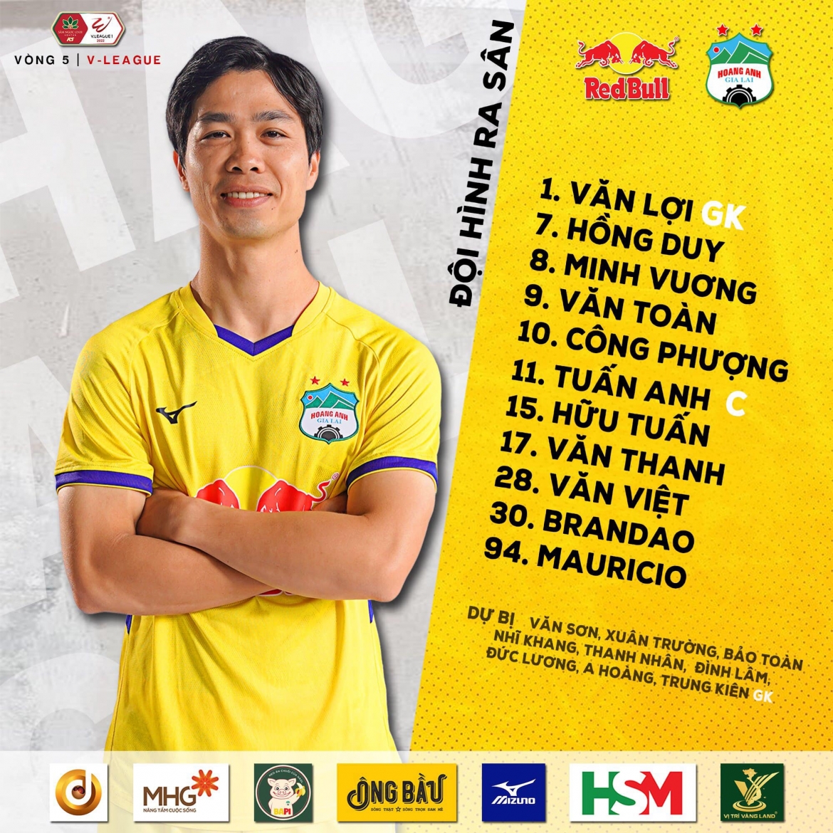 Đội hình xuất phát của HAGL. (Ảnh: HAGL FC). 