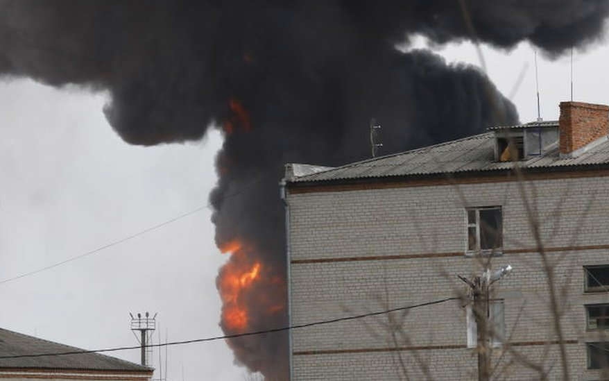Một vụ nổ lớn ở Belgorod. Ảnh: Getty.
