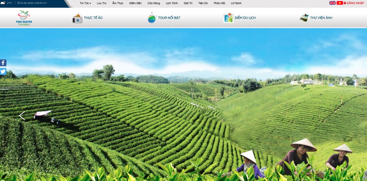 Giao diện trang web du lịch Thái Nguyên. Ảnh chụp màn hình.