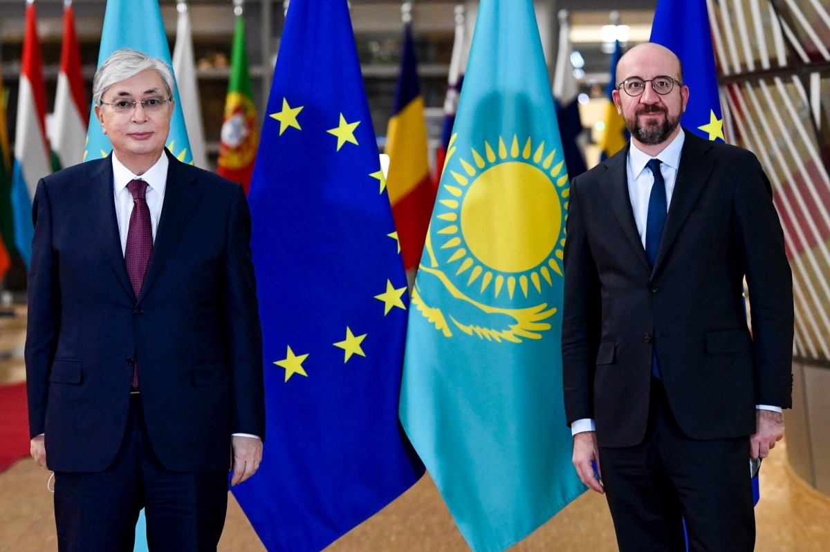 Tổng thống Kazakhstan thăm EU vào tháng 11/2021. Ảnh: Europa