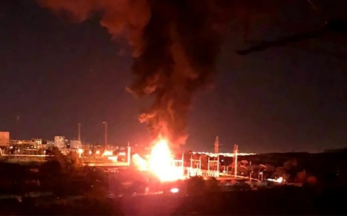 Nổ lớn ở vùng đất Nga sát biên giới với Ukraine. Ảnh: Twitter.