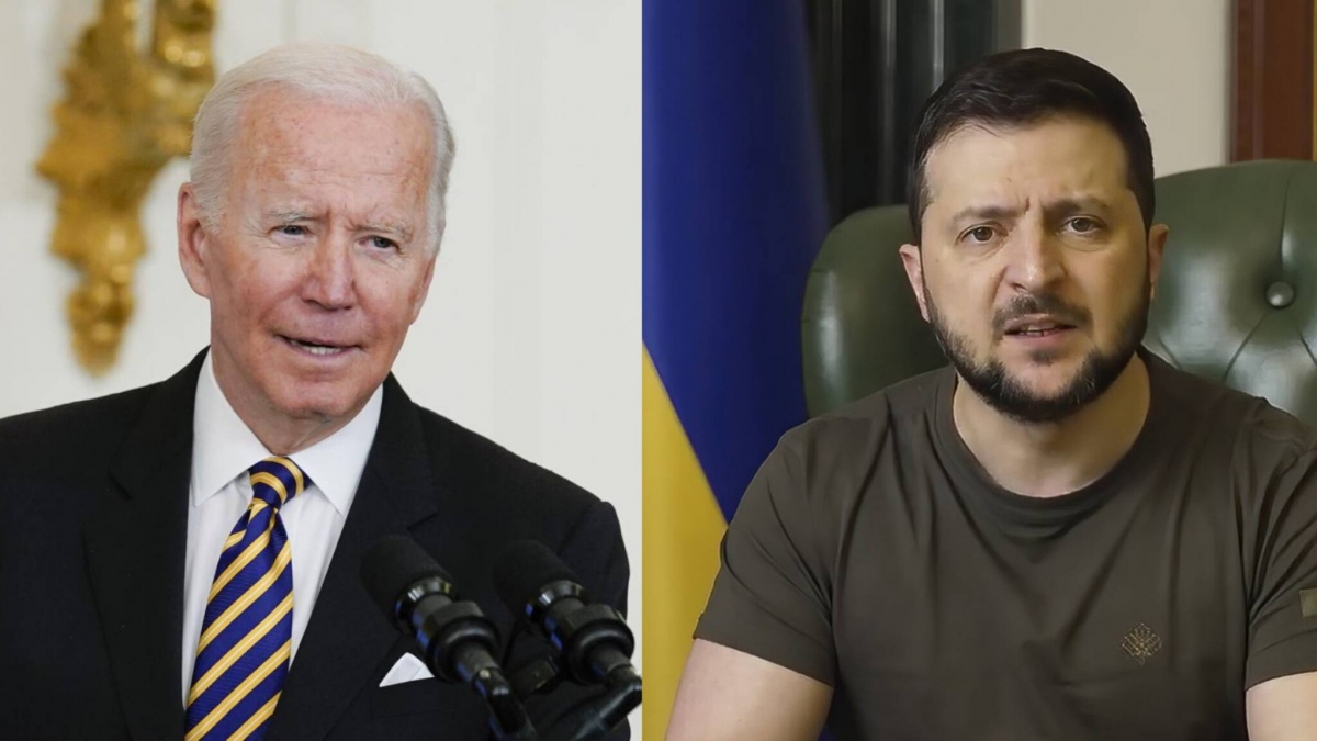 Tổng thống Mỹ Joe Biden và Tổng thống Ukraine Volodymyr Zelensky. Ảnh: Reuters