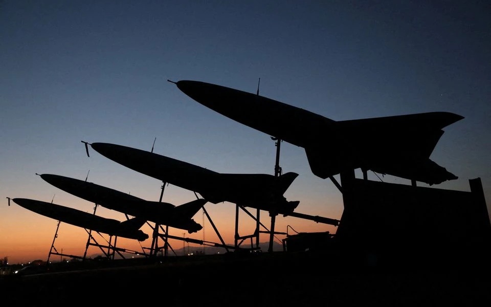 UAV Iran trong 1 cuộc tập trận. Ảnh: Hãng thông tấn Tây Á.