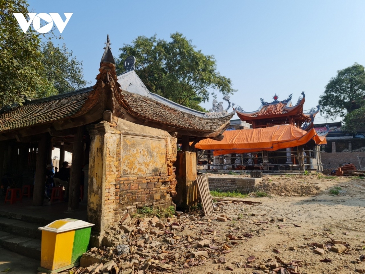 Một di tích tại Bắc Ninh bị xâm hại trong quá trình trùng tu, bảo tồn vào năm 2021.