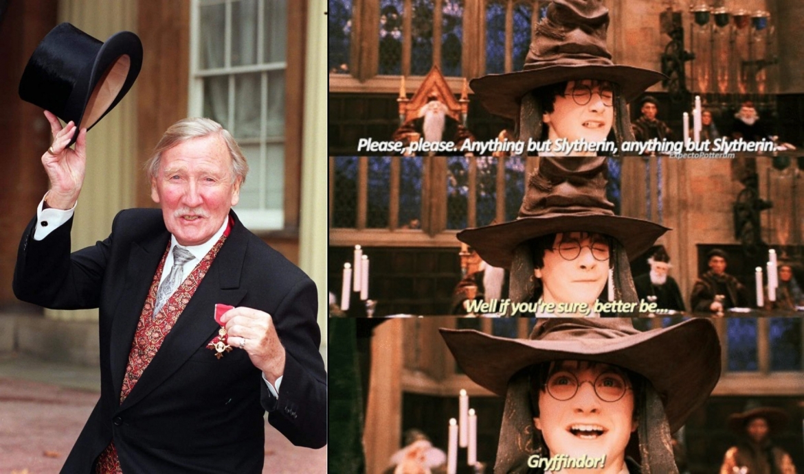 Diễn viên Leslie Phillips là người lồng tiếng cho "Chiếc nón phân loại" trong loạt phim "Harry Potter". Nguồn: PotterWorldUK@Twitter