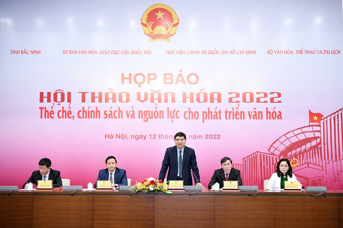 Ban tổ chức công bố thông tin về Hội thảo “Thể chế, chính sách và nguồn lực cho phát triển văn hóa”, ngày 12/12