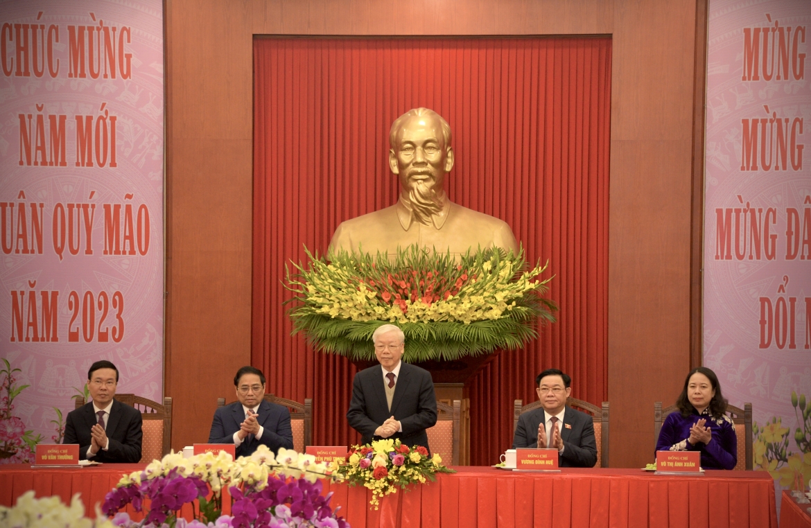 Tổng Bí thư chúc Tết lãnh đạo Đảng, Nhà nước, đồng bào, chiến sĩ cả nước.