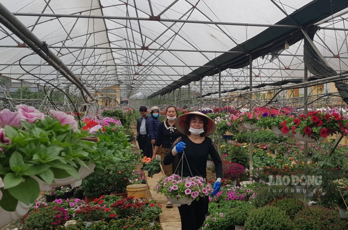 Many customers flock to the flower village as they seek items to decorate their homes with for the upcoming Lunar New Year festival.