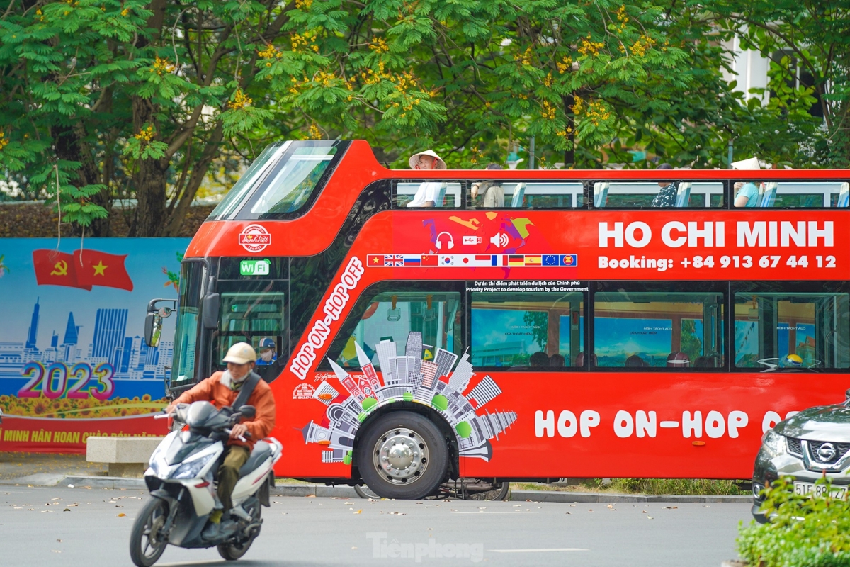 A double-decker bus serves foreign tourists who are keen to discover traditional Tet culture in the country.