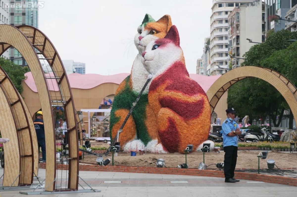 Amazingly a family of cats sits immediately at the entrance gate to the flower street.